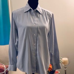 Talbots Blue and White Print Button Down Shirt